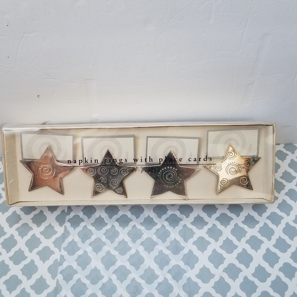 Pier 1 Napkin Rings w/Place Card Holders Set of 4